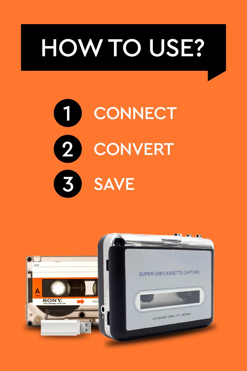Cassette Player Walkman MP3/CD Audio Auto Reverse USB Cassette